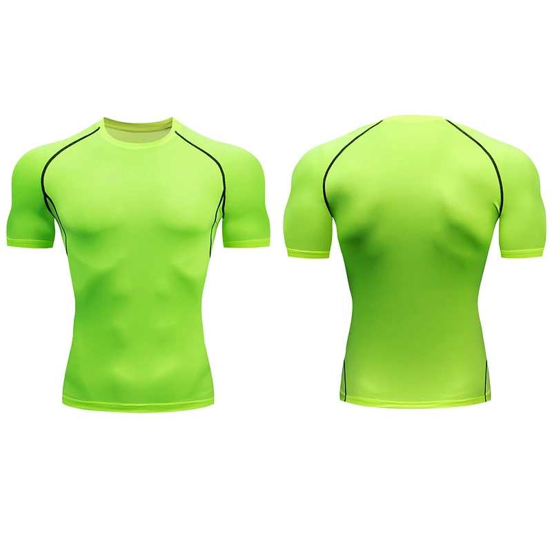 Herren-Lauf-Kompressions-T-Shirts, schnell trocknend, Fußballtrikot, Fitness, eng, Sportbekleidung, Fitnessstudio, Sport, kurzärmeliges Hemd, atmungsaktiv – Detail 8