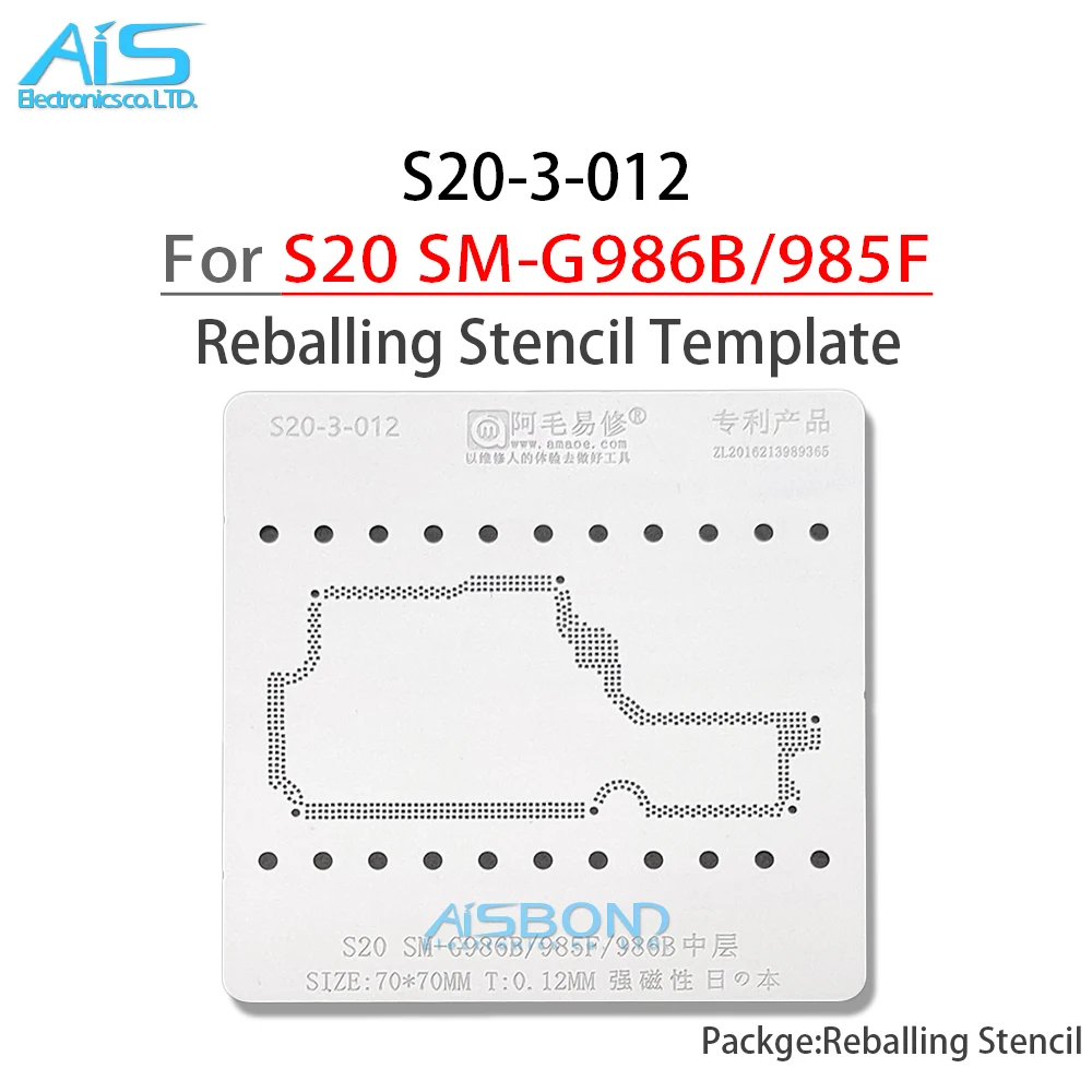 Amaoe Tengah lapisan BGA stensil Reballing untuk Samsung S20 SM-G980F G981B G981N SM-G986B G985F G986N bola Solder jaring tanaman timah