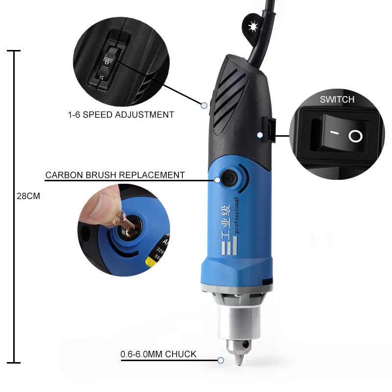 Variable Speed Dremel 480W Mini Electric Drill Engraving Polishing Machine Rotary Tool Wood Carving Milling Cutter Rasp File Etc