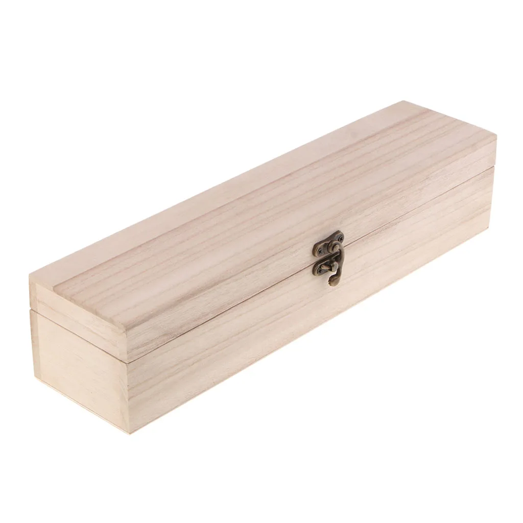 Unfinished Wooden Wine Box, Hinged with Clasp, One Size, Natural Wood Box for Painting, DIY Craft