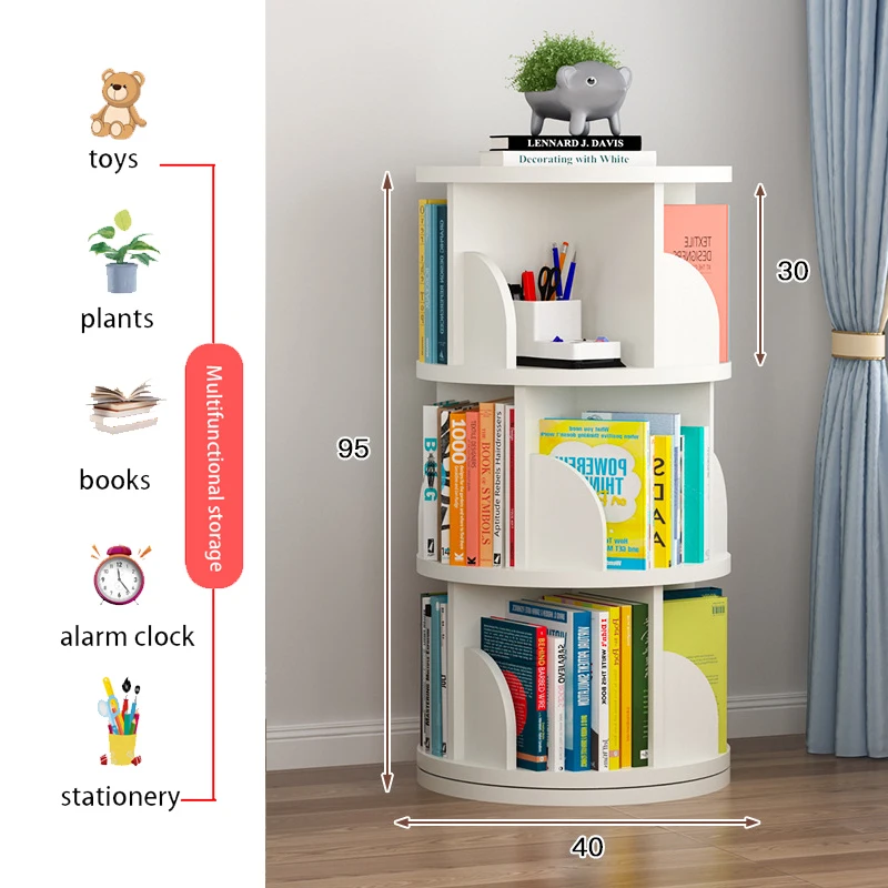 

Three-Layer Bookshelf Storage Rack Rotatable Bookshelf Simple Creative Home Picture Book Rack