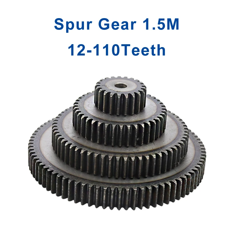 1 Piece 1.5M Spur Gear  40/41/42/43 Teeth 12 mm Process Hole Gear Wheel Low Carbon Steel Material Flat Gear Total Height 15 mm