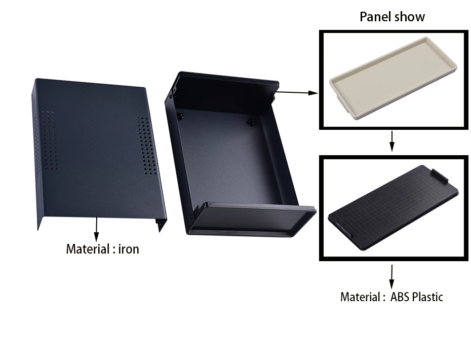 Eisen-Projektbox-Gehäuse für Elektronik DIY Verbindungsbox Instrumentengehäuse Maßgefertigtes Desktop-Gehäuse 200*150*70mm Schwarze Box – Detail 2