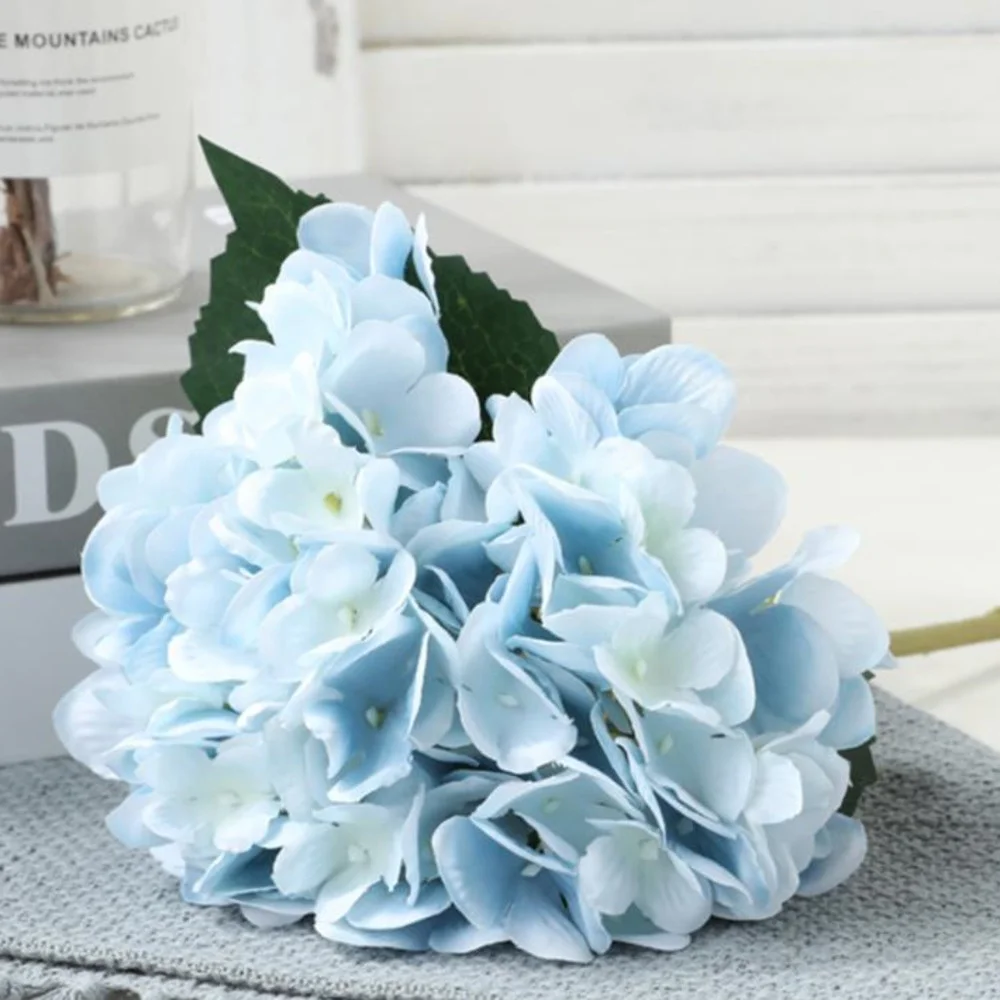 

100pcs Hydrangea With Leaves Hydrange Beautiful Wedding Flower Floral Christmas Event Party Table Decoration Wholesales