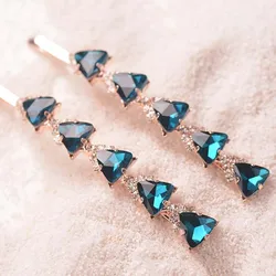 (2 PCS/LOTS)Fancy Geometry Triangle Crystal Hair Clip Rhinestone MIx Color Hairpin Jewelry Women Hair Accessories