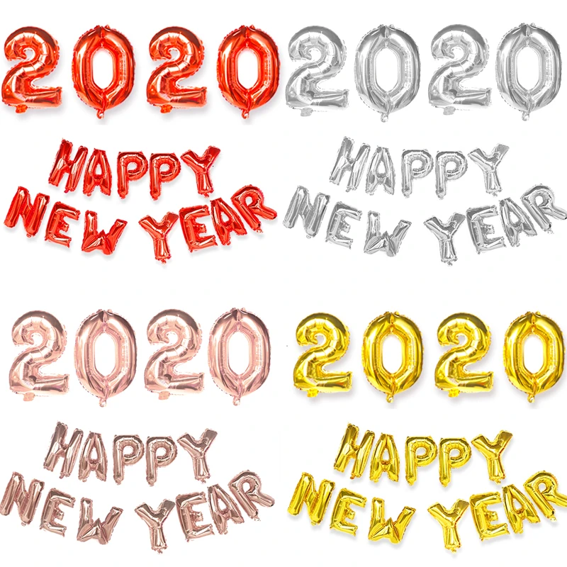 

16pcsHappy New Year 2020 16inch Letter 32inch Number Balloons New Year Eve Party Ecor Navidad Merry Christmas Balloon Decoration