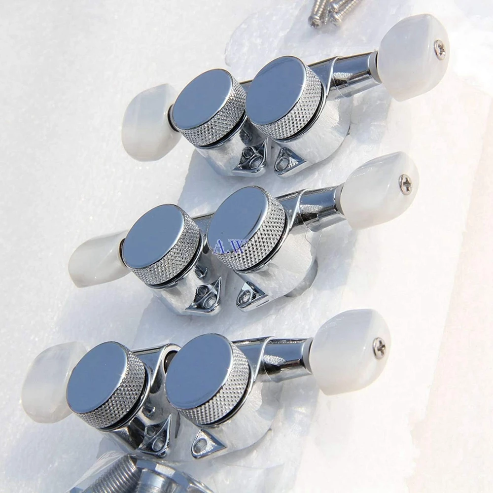 Wilkinson JIN HO Chrome Tuners Guitar Locking Tuners Machine Heads Tuning Pegs White Pearl Botton Lock JN-P7 from Korea