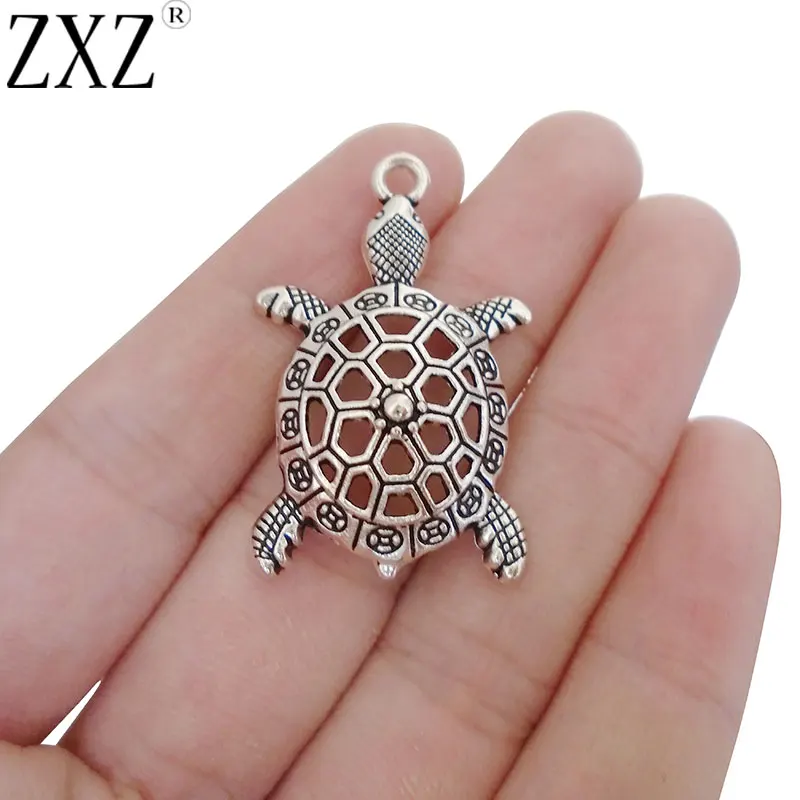 ZXZ 5pcs Animal Turtle Tortoise Charms Pendants for Necklace Jewelry Making Findings 38x25mm