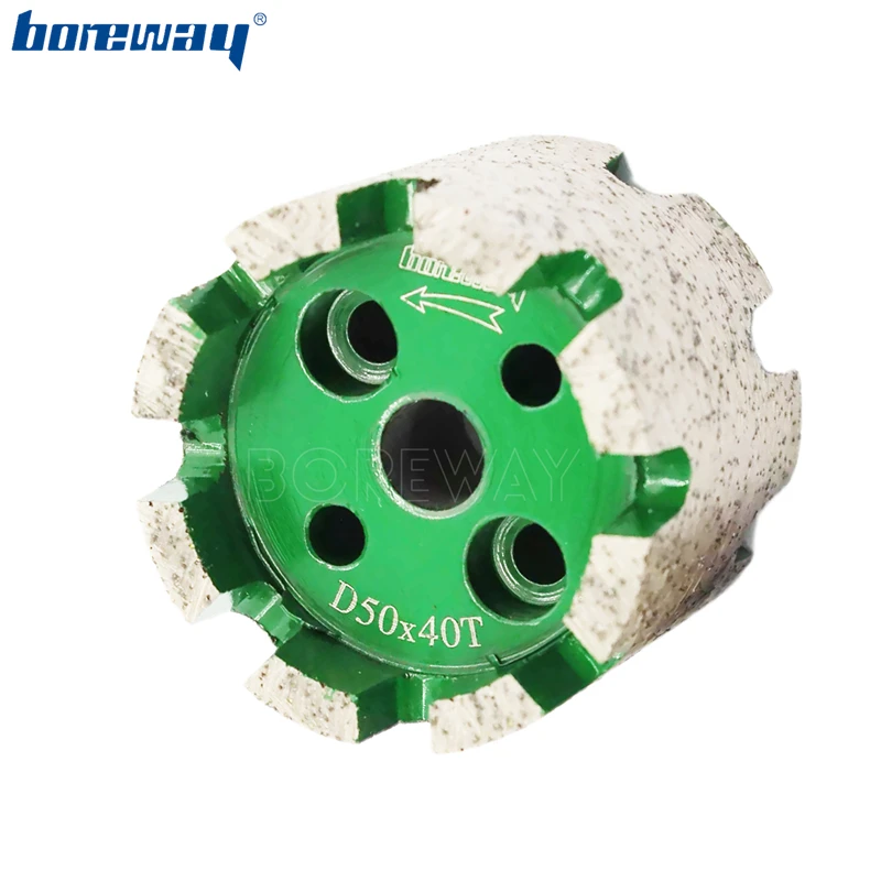 Boreway 1PC D50*40T*10H CNC Continuous Super Duty Stubbing Wheel CNC Standard Wheels Processing Stone Granite Marble Quartz Hole