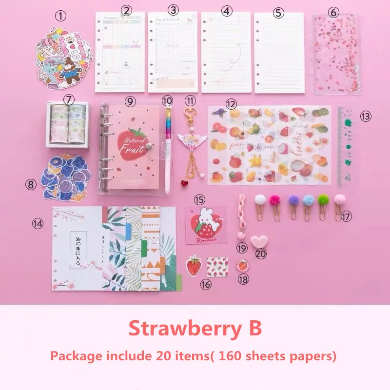 Sharkbang Kawaii Bling Bling Cherry Blossoms A6 Loose Leaf Diary Notebook Set Journal Note Book Agenda Bullet Planner 160 Sheet