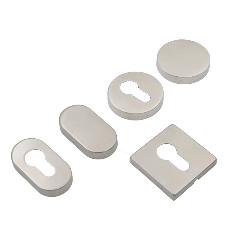 2Pcs Nickel Brush Lock Cylinder Cover Split Lock Hole Cover Stainless Steel Decorative Door Non-Hole Lockcase Oval Keyhole Cover