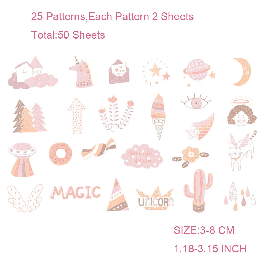 100 Sheets Cute Washi Stickers Unicorn Dream Kawaii Picnic Decoration Label For Journal Planner Scrapbooking Album Diary PA005