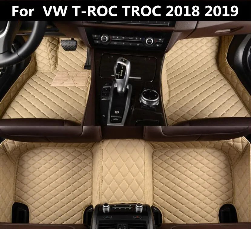 Car 3D Luxury Leather Car Floor Mats For Volkswagen  T-ROC T ROC TROC 2018 2019 EMS Free shipping