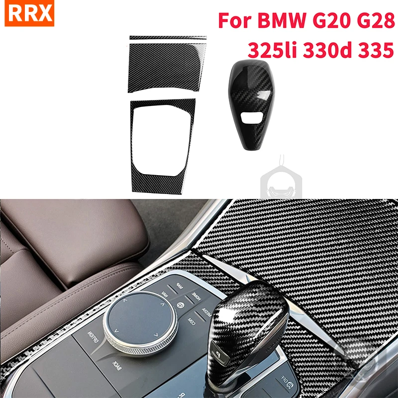 

For BMW G20 G28 325li 330d 335 2019-2020 Gear Shift Knob Central Console Real Carbon Fiber Cover 4 Piece Interior Accessories