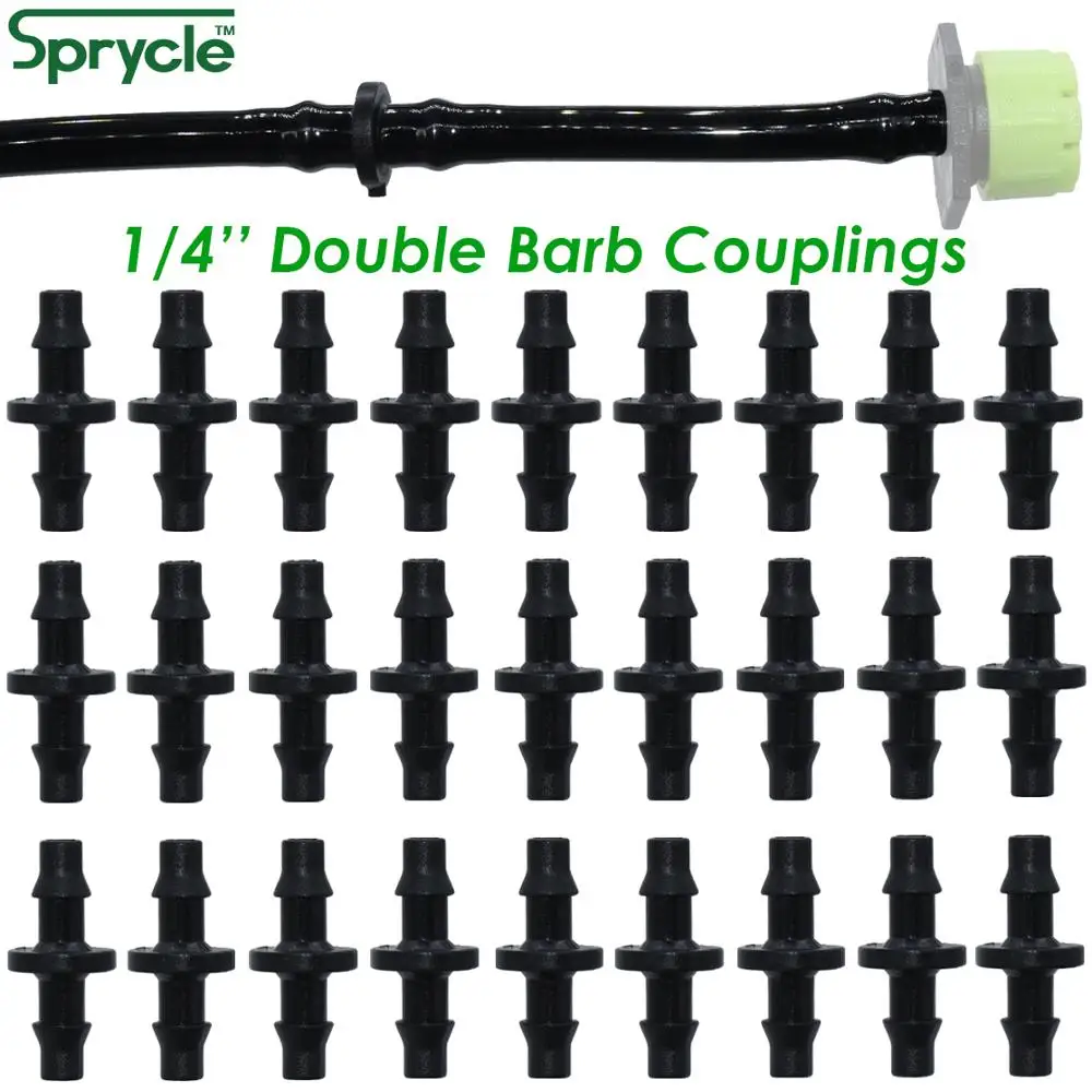 SPRYCLE 50PC 4/7mm Plastic Couplings Double Barbed Connector for 1/4