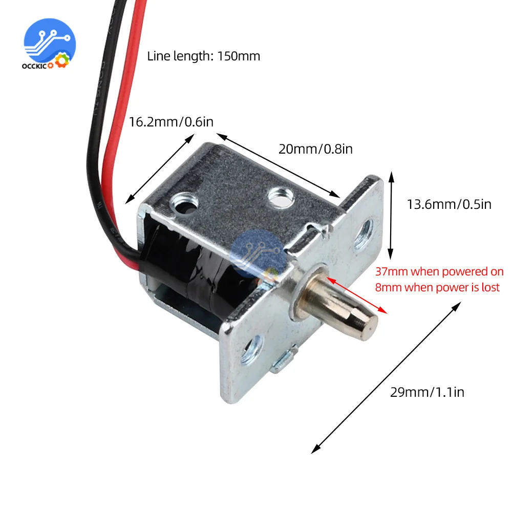 Cerradura electromagnética pequeña para armarios de almacenamiento, Mini cerrojo eléctrico de 12V, 0,4 A, 0,5 a, CC