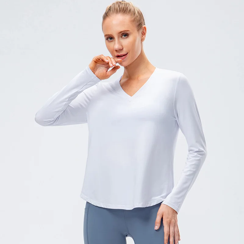 

2023 Gym top Women Yoga Top Fitness Sports Top Autumn Casual Long Sleeve T-shirts Loose Jogging Training Loose yoga shirt