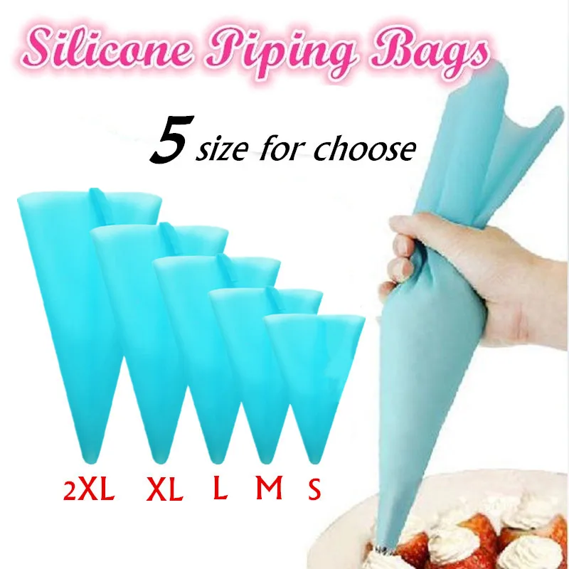 Reusable Silicone Pastry Bag Icing Piping Bags Cream Cake Bake Decorate 5 size can be choose