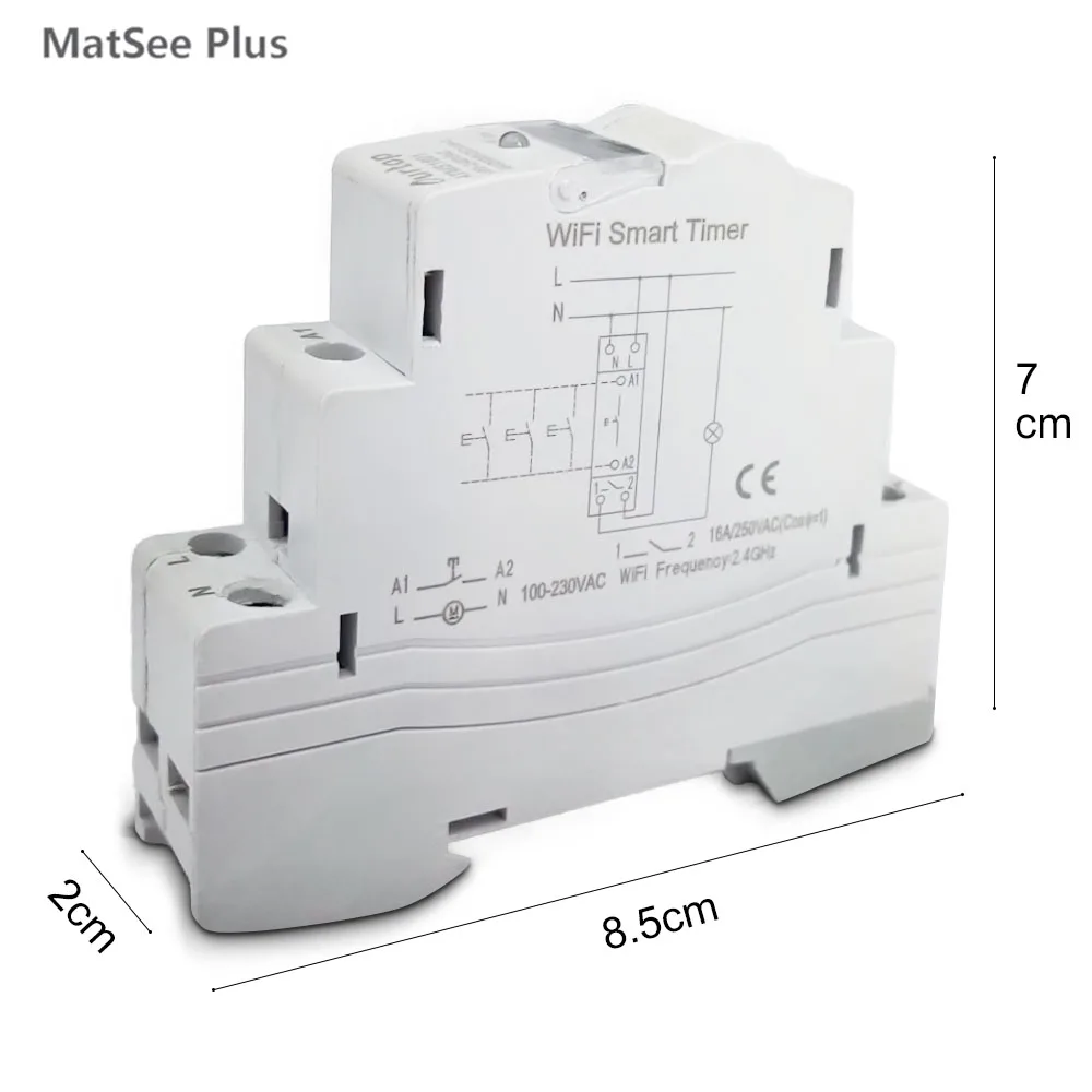 Tuya Smart Life WiFi Trilho Din 1P Interruptor Disjuntor de Pólo Único 16A Contato Seco Timer Relé App Controle Remoto Funciona com Alexa Google Home