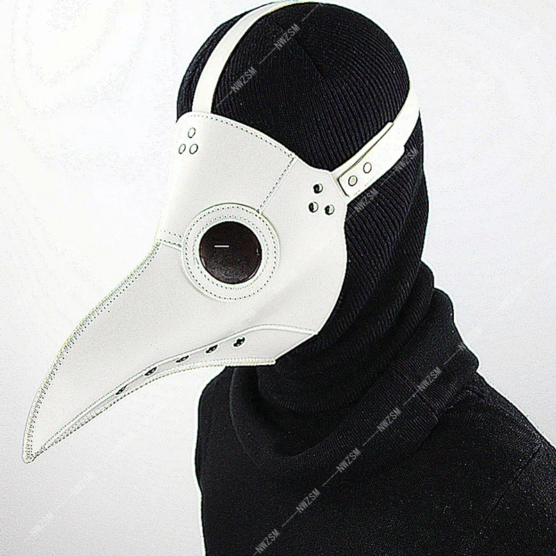 

Funny Medieval Steampunk Plague Doctor Bird Mask Latex Punk Cosplay Masks Beak Adult Halloween Event Cosplay Props White Black