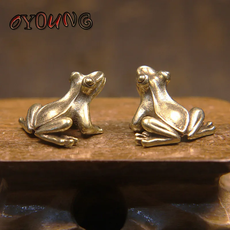 Vintage Copper Small Cute Frog Figurines Miniature Desktop Ornament Decoration Accessories Metal Brass Animal Toad Tea Pet Decor