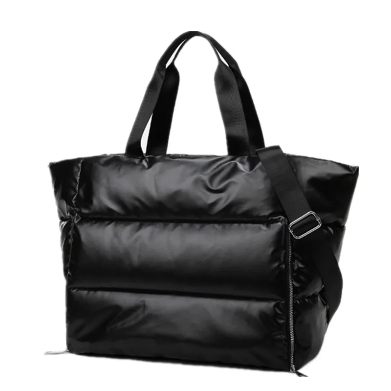 Bolso de hombro de gran capacidad para mujer, bolsas de nailon impermeables, bolsa de plumas de algodón con almohadilla espacial, bolso grande con