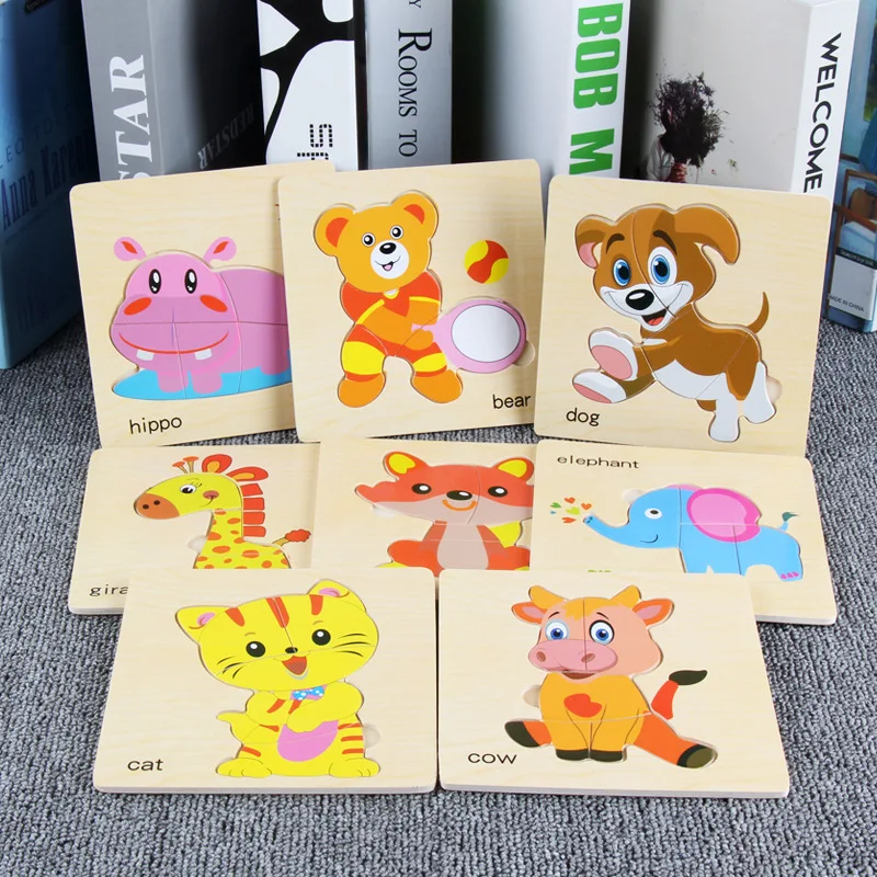 

8pcs/Set Baby Animal Traffic Toy Three-Dimensional Puzzle Early Childhood Education Brain Intelligence Development Toys p124