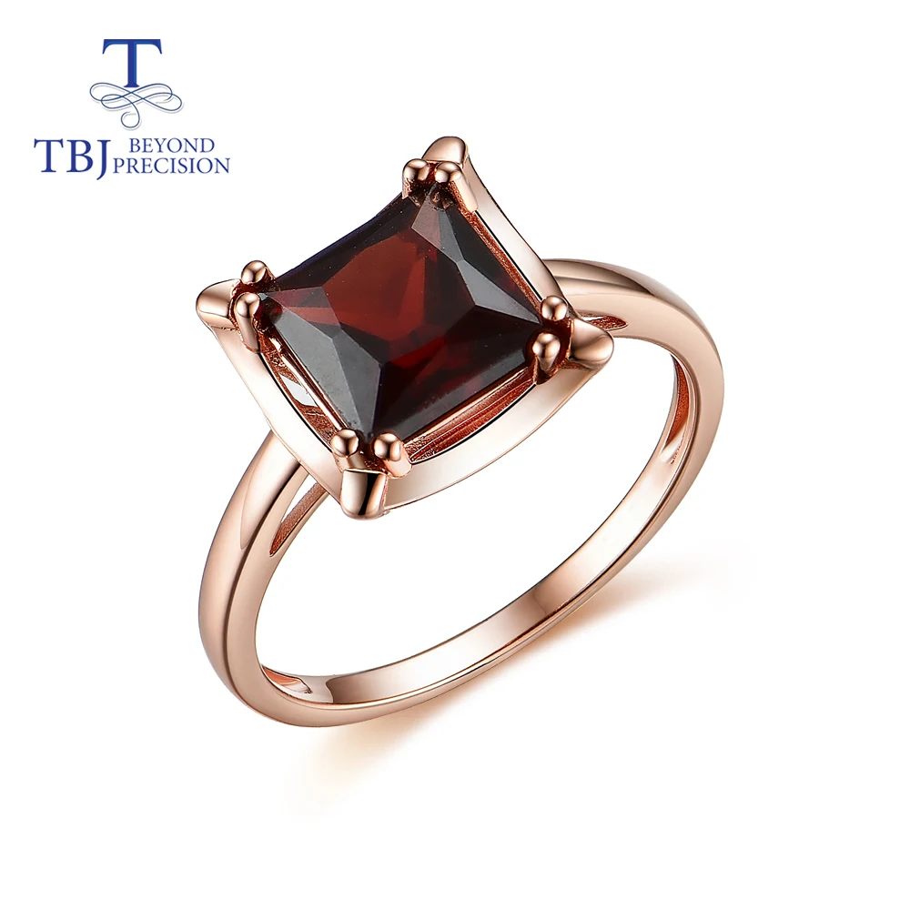 

Garnet ring natural gemstone aquare 8.0mm in 925 sterling silver fine jewelry for women Wedding wear new design TBJ