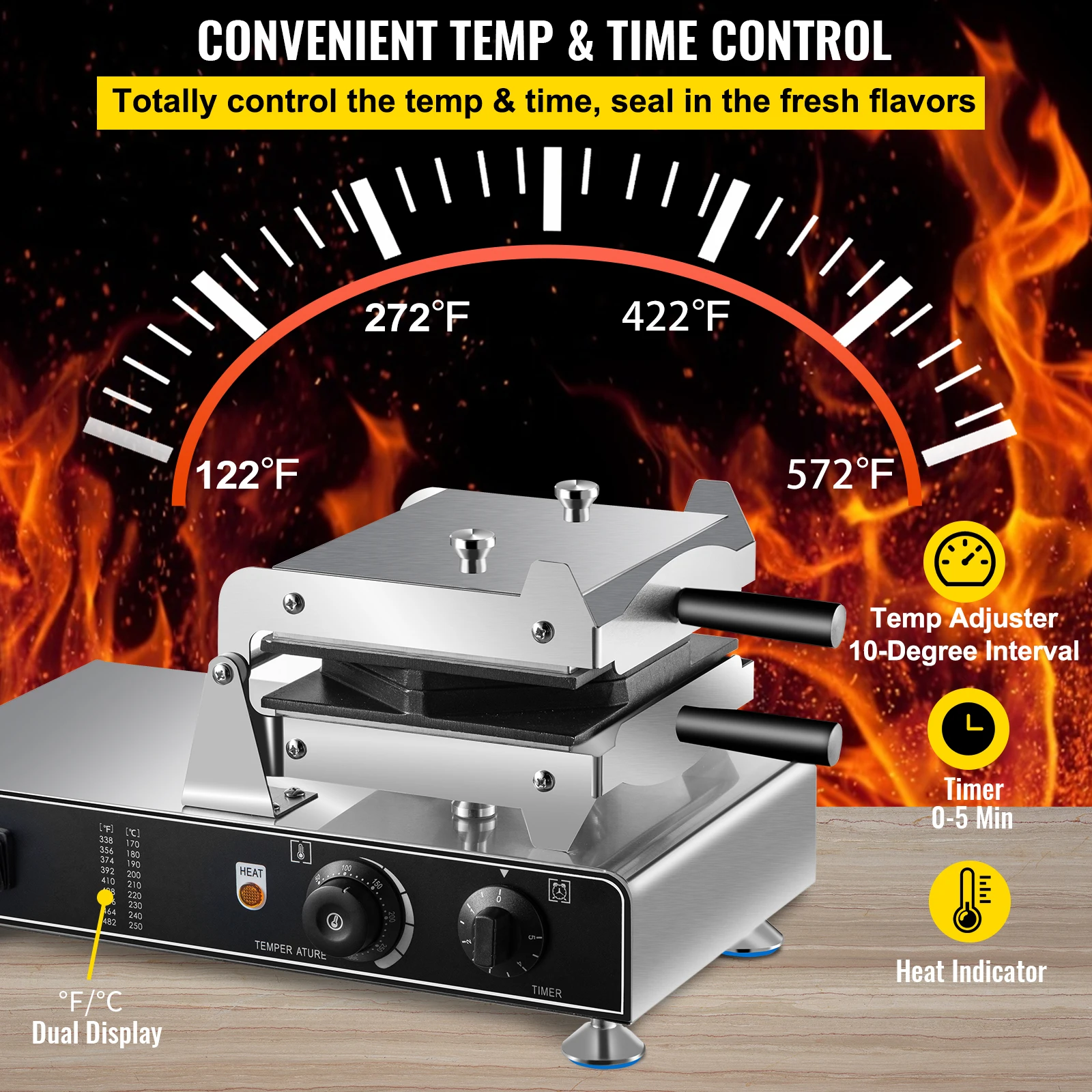 VEVOR Máy Làm Bánh Waffle 1100W Thương Mại HongKong Bong Bóng Trứng Phồng Bánh Baker Máy Đảo Chiều Đôi Nướng Chảo Nấu Ăn Đồ Gia Dụng