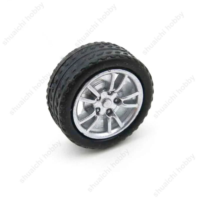 10PCS Dia. 16mm Mini Rubber Tyres Wheels Plastic 2mm Shaft Hole Axle for DIY Micro Toy Car Model Handmade Spare Parts