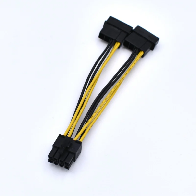 10cm Dual 4-Pin IDE Molex TO CPU 8 PIN Power Supply Adapter Cable