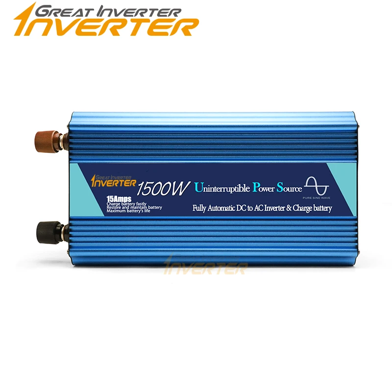 1500W Off Grid Inverter with Charger, Surge Power DC12V/24V AC110V/220V Pure Sine Wave Power Inverter with charge function