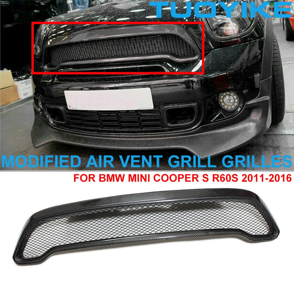 1PCS Car Real Dry Carbon Fiber Central Air Vent Grill Grilles Intake Modified Replace Trim For BMW Mini Cooper S R60S 2011-2016