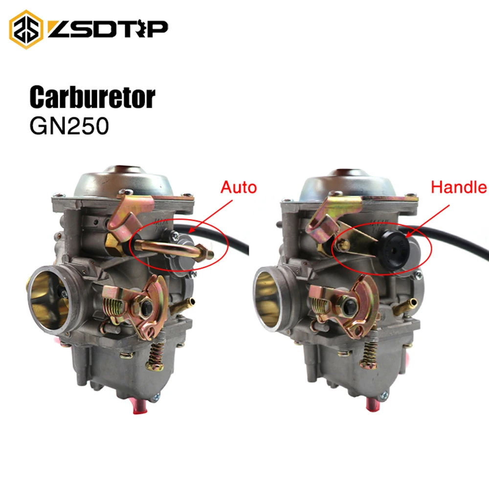 ZSDTRP GN250 Carburetor Motorcycle Auto/Handle Choke PD34 34mm Carb With Rubber Black Adapter For Suzuki GN250 GN 250 250QY