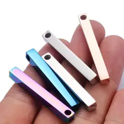 5pcs Unisex Stainless Steel Rectangle Bar Pendant for Name Making Necklace Jewelry Geometric Wholesale
