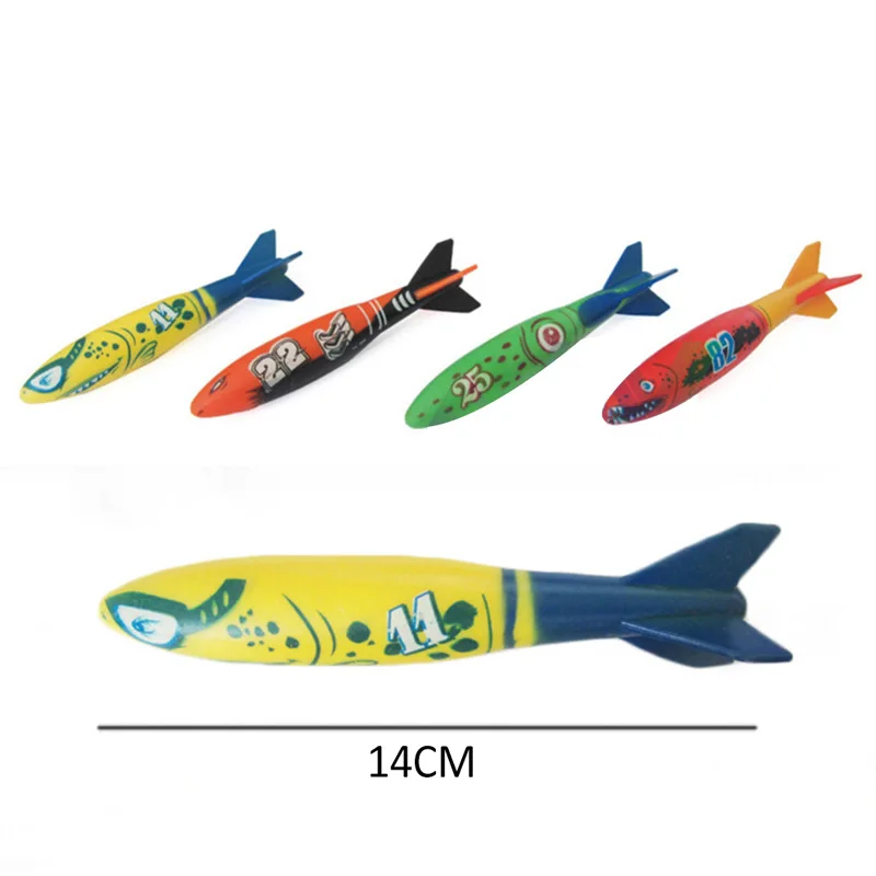 Retail Package New Summer Torpedo Rocket Throwing Toy Funny Swimming Pool Dive Game Rubber Children Underwater Kid Bath Play Set