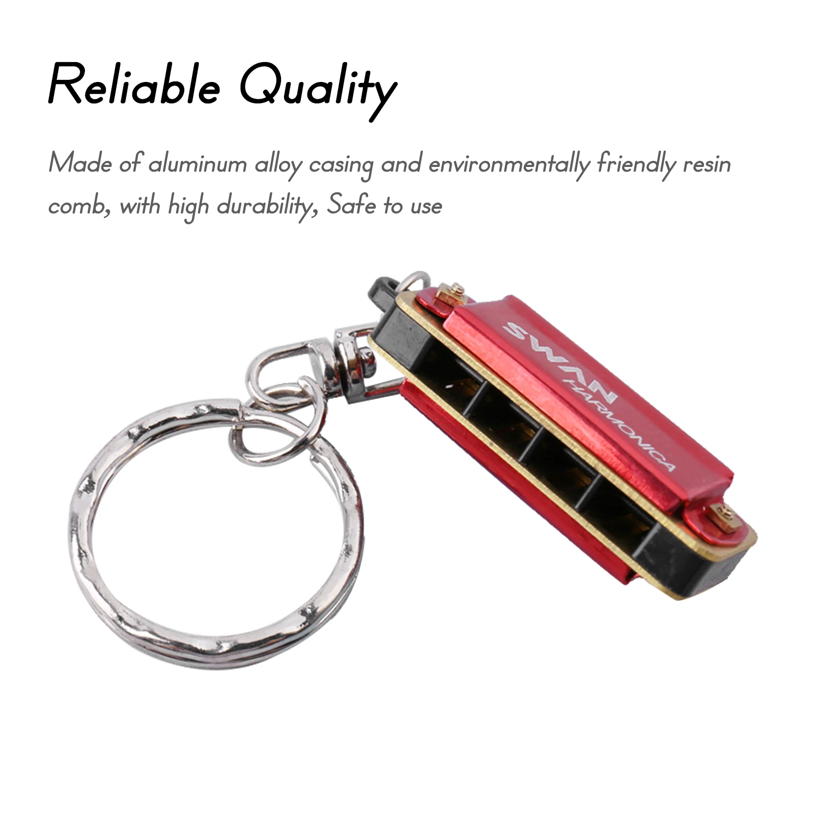 SWAN Keychain Harmonica 4 Holes 8 Tones Key of C Small Harmonica Decoration Mini Music Instrument for Beginners Students