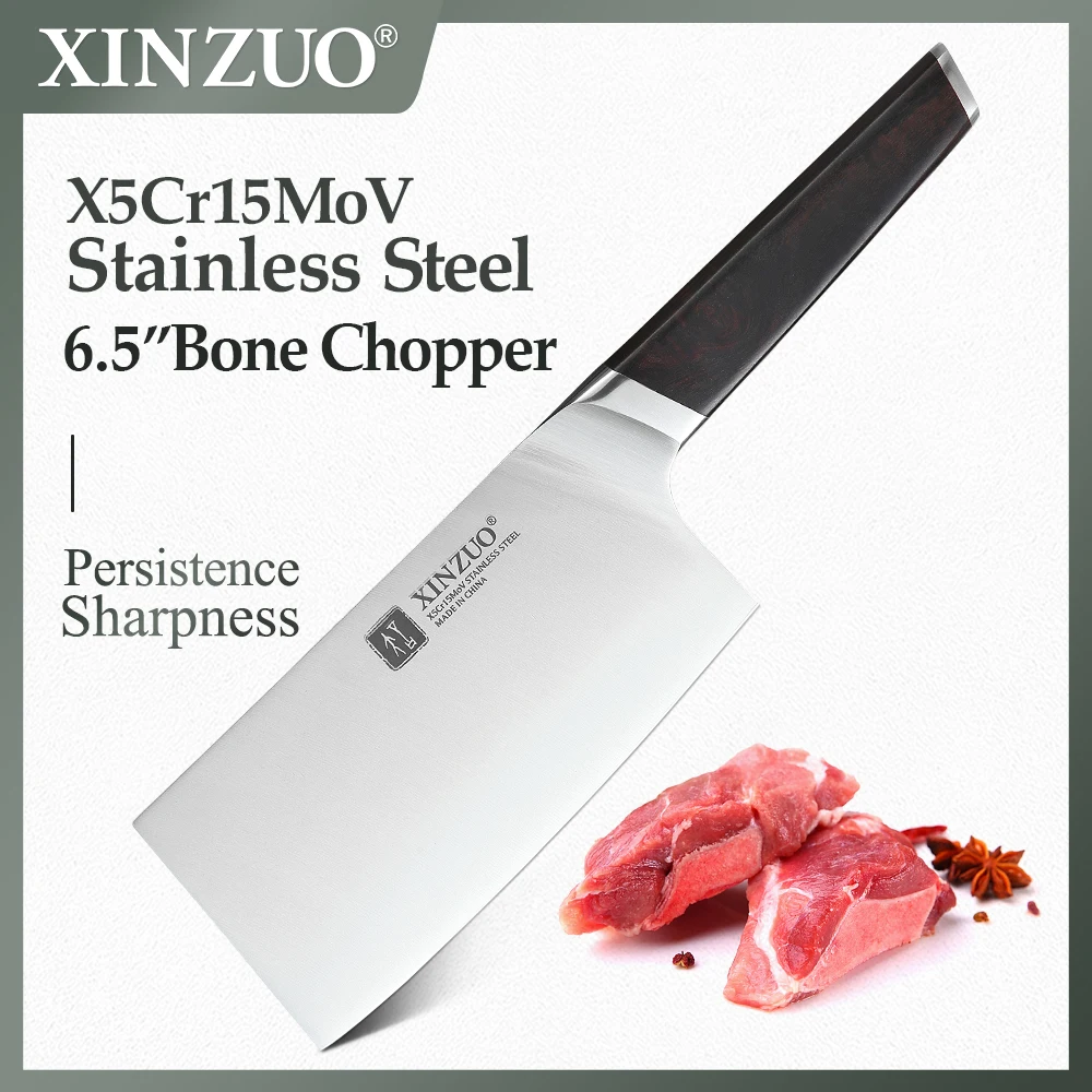 

XINZUO 6.5 inch Chopping Knife X5Cr15Mov Stainless Steel Kitchen Knife Cooking Chef Slicing Bone Meat Knives with Ebony Handle