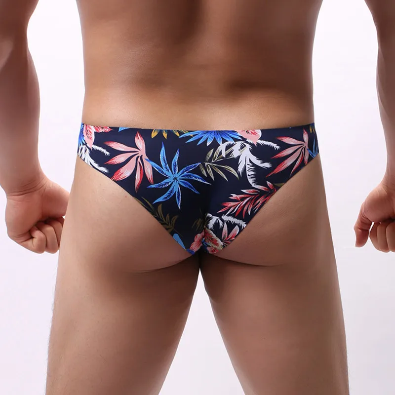 Men Underwear Men\'s Sexy Flowers Print Briefs Bulge Pouch Men Bikini Jockstrap Low Waist Breathable Cotton Gay Underwear Briefs