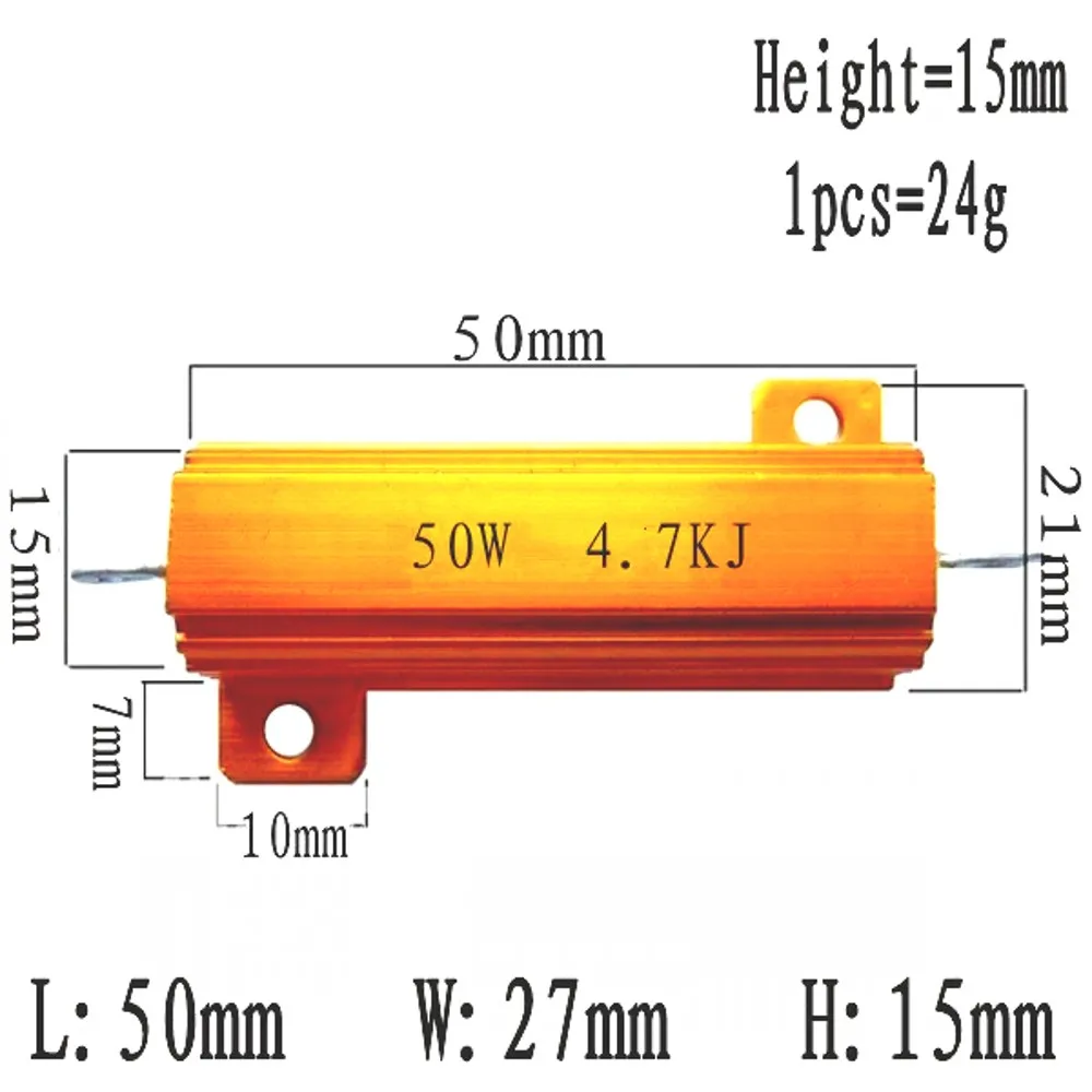 5 Stück RX24 50 W Watt Power Metal Shell Aluminium Gold Widerstand 1R 2R 3R 4R 5R 6R 8R 10R 15R 20R 30R 40R 100R 200R 220R Widerstand – Detail 6
