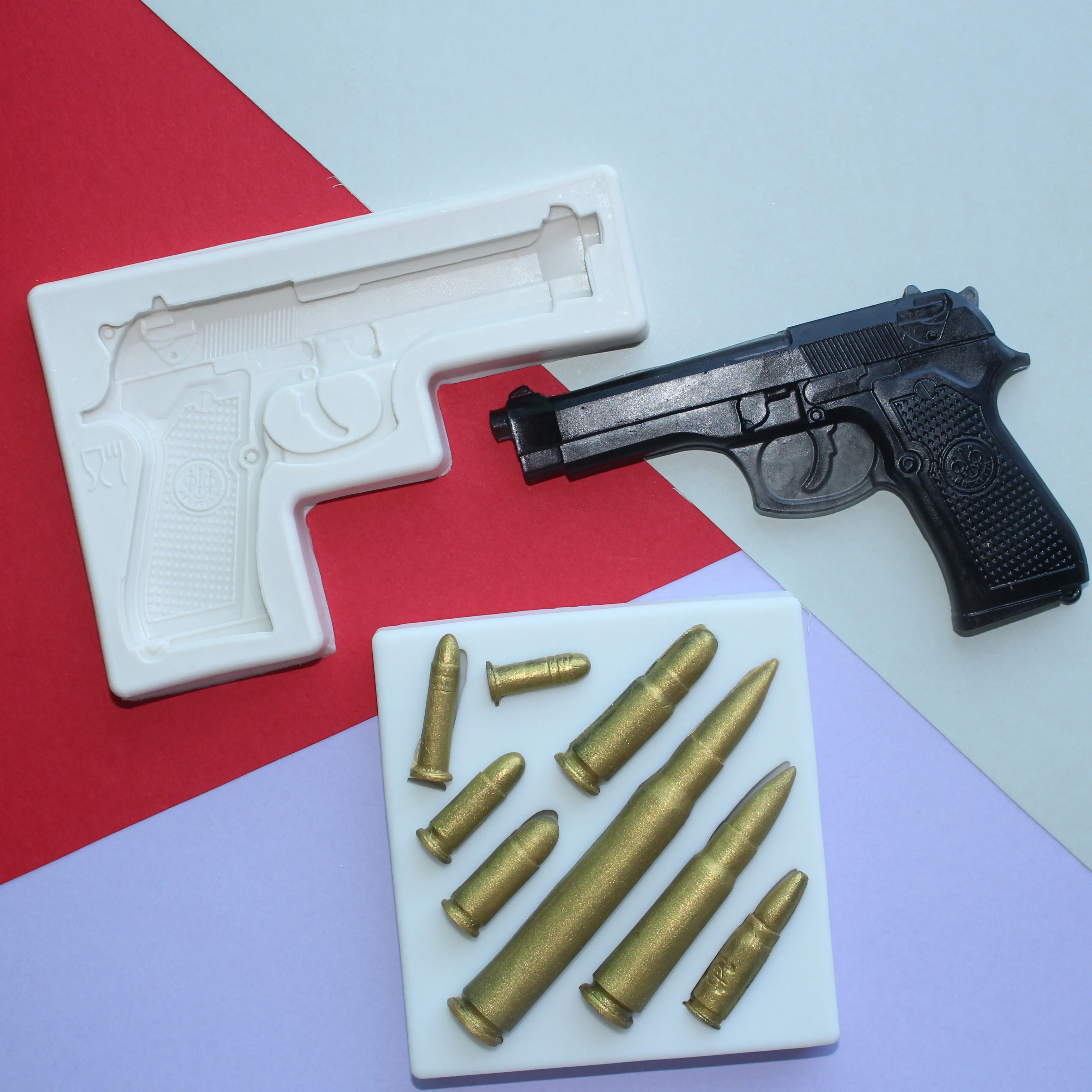 Gun & bullets Silicone Mold for Fondant Cake Decoration, Cupcakes, Sugarcraft, Cookies, Candies, Clay Bakeware Tool