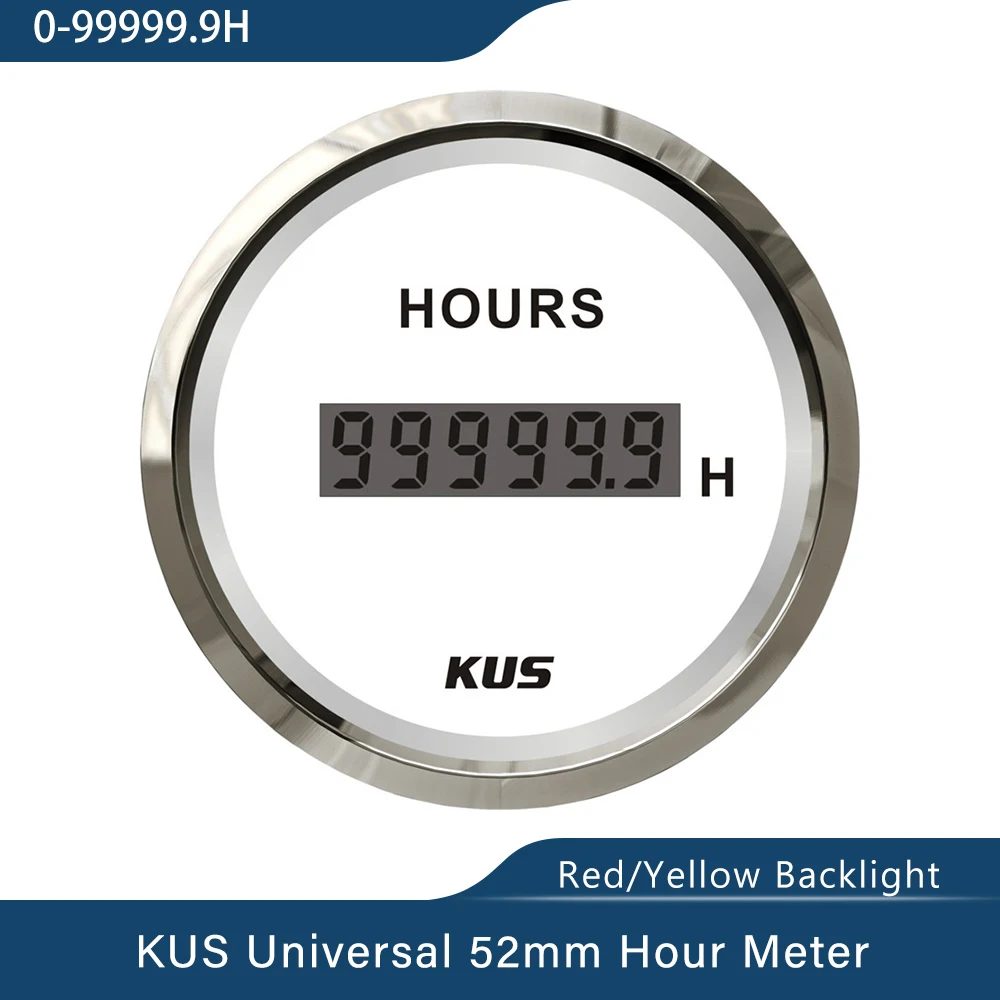 

KUS Warranted Hour Meter Gauge 99999.9H with Backlight 52mm(2") 12V/24V