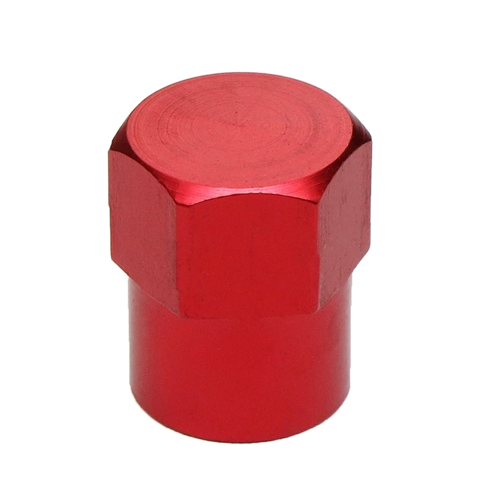 Ensemble de 4 tiges de Valve de pneu de voiture en alliage d\'aluminium rouge, capuchons hexagonaux + couvercles de manchon, capuchon anti-poussière,