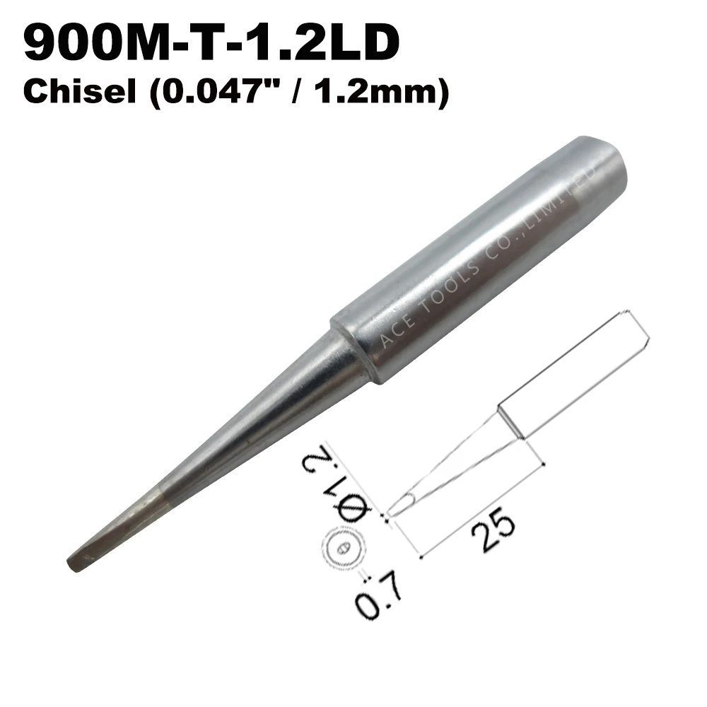 

5 PCS Soldering Tip 900M-T-1.2LD Chisel 1.2mm for Hakko 936 907 Milwaukee M12SI-0 Radio Shack 64-053 Yihua 936 X-Tronics 3020