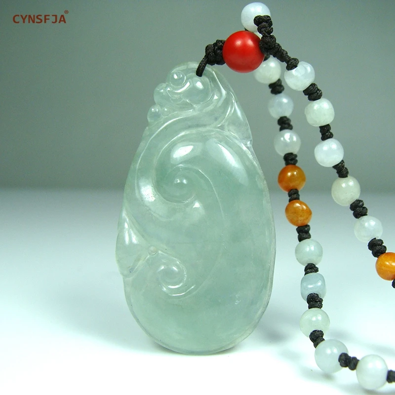 

CYNSFJA New Rare Real Certified Natural Grade A Burmese Jadeite Amulets Ruyi Jade Pendants Hand Carved High Quality Best Gifts