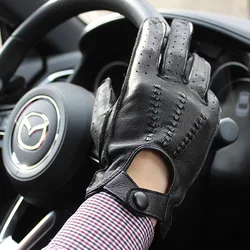 Gants de conduite de moto en peau de daim pour hommes, gants en cuir de conducteur de voiture, monocouche, mince, creux, mode, nouveau, printemps et automne