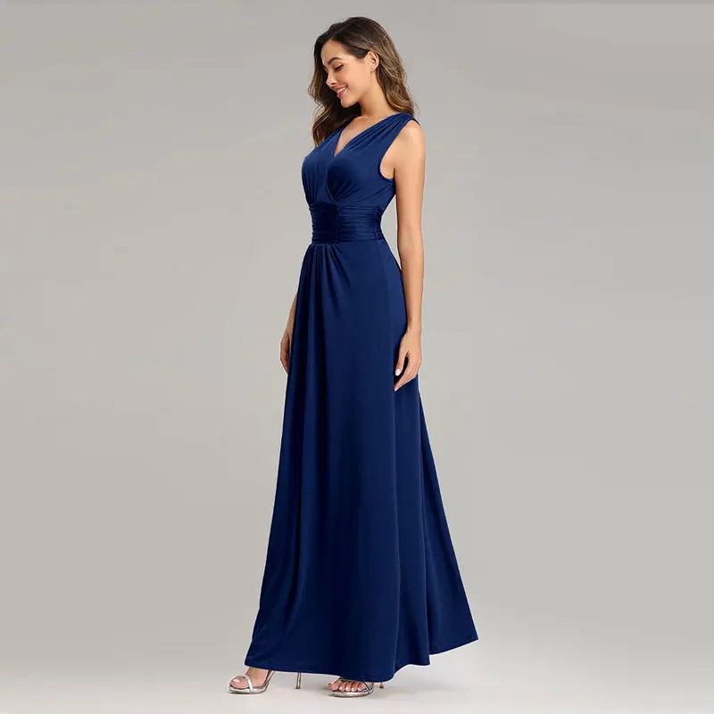 Beauty Emily Sexy V Neck Chiffon Bridesmaid Dresses 2020 Long Sleeveless Open Back 3 Colors Available Special Occasion Dresses