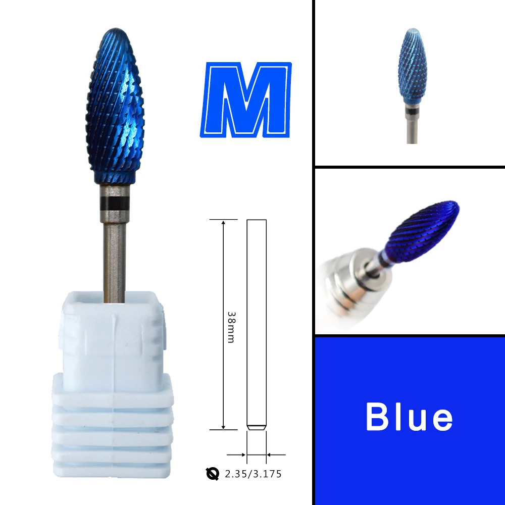 RolinStar Blue steel 38mm Long Shank Carbide coating cuticle clean nail drill bits - Image 4