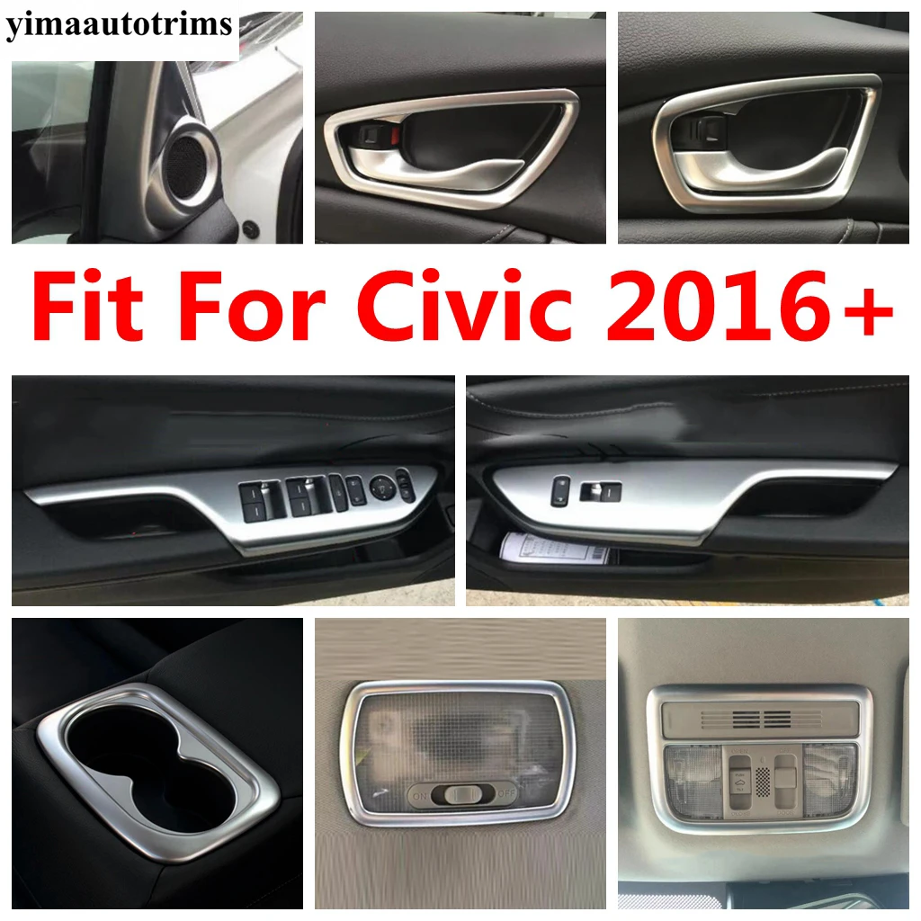 Window Lift / Reading Light Lamp / Pillar A Speaker / Water Cup / Handle Bowl Cover Trim Matte Accessories For Civic 2016 - 2020