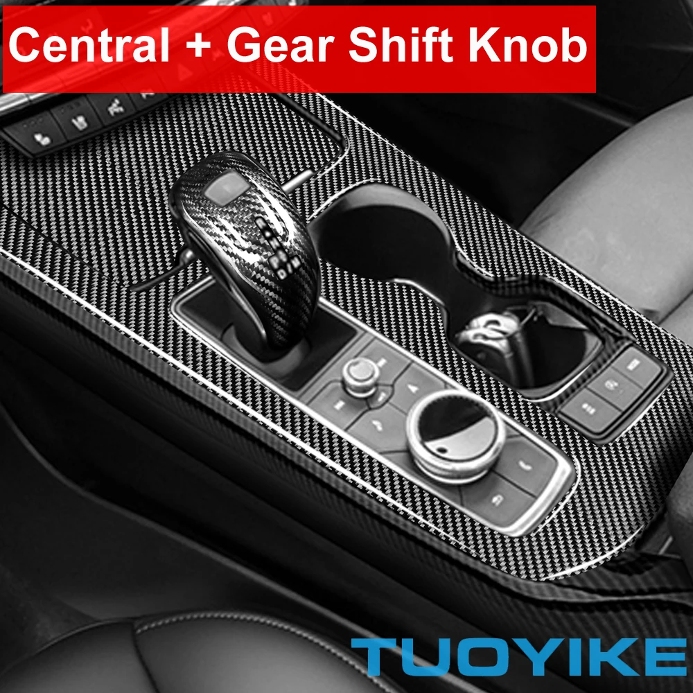 

Car Styling Real Carbon Fiber Central Panel Box Gear Shift Knob Cover For Cadillac XT4 2018-2020 Interior Moulding Accessories